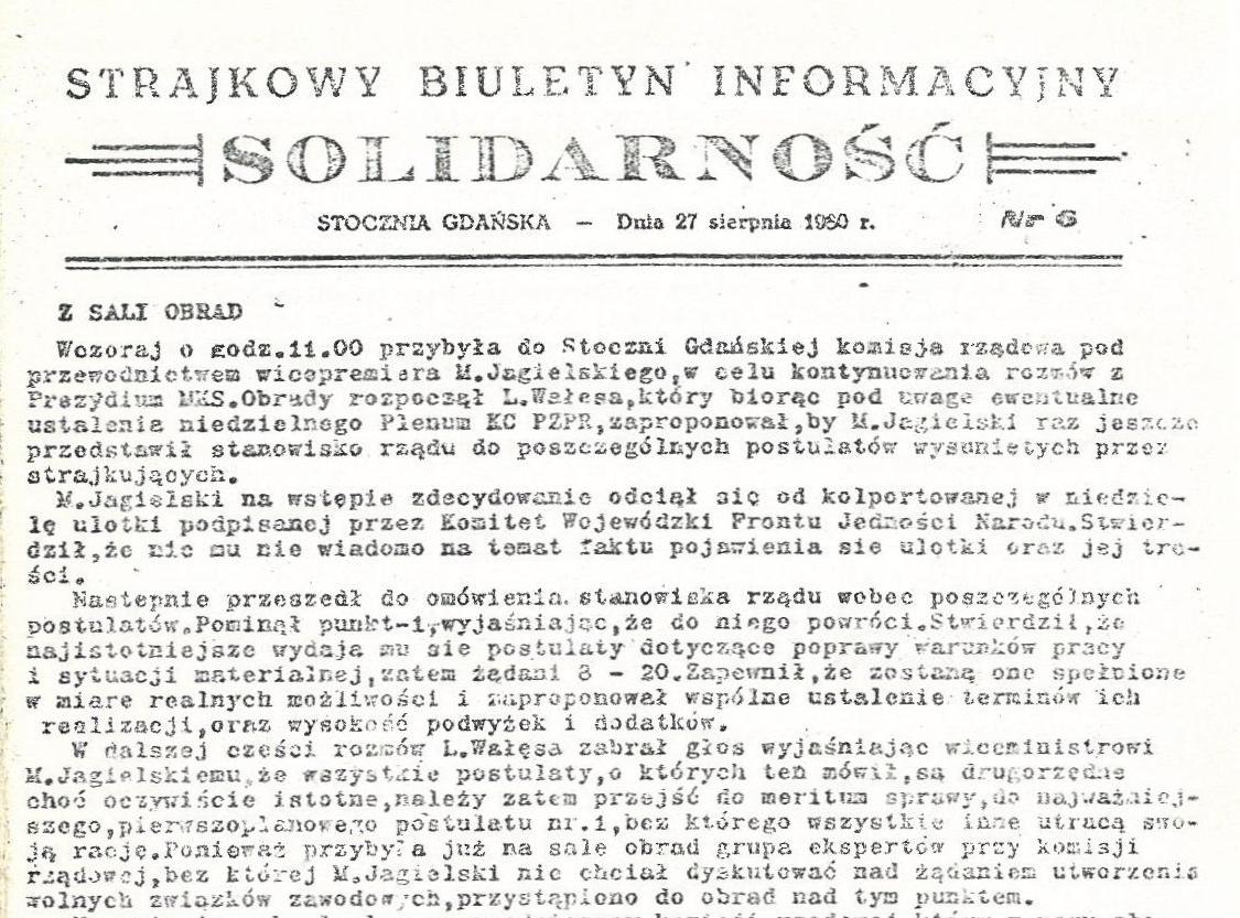 Strajkowy Biuletyn Informacyjny Solidarność - Stocznia Gdańska