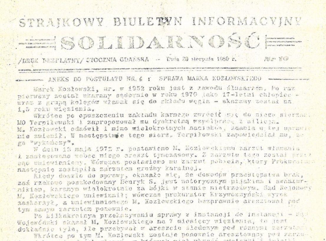 Strajkowy Biuletyn Informacyjny Solidarność - Stocznia Gdańska