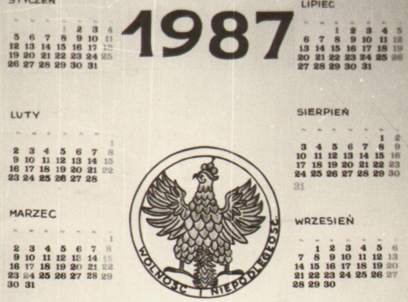 Kalendarz 1987