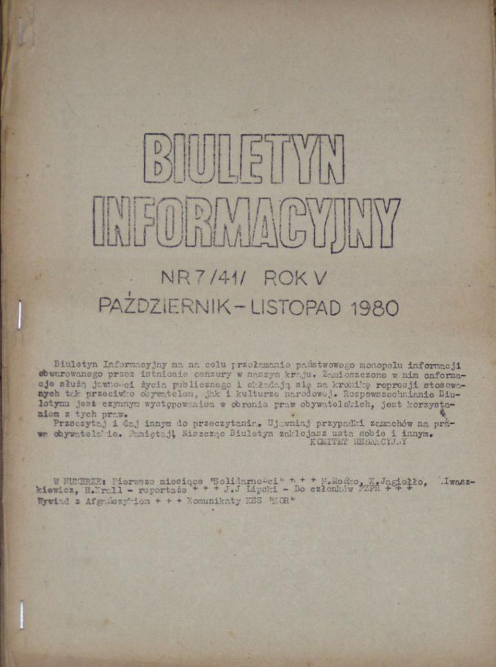 "Biuletyn Informacyjny KSS „KOR" Nr 7/41